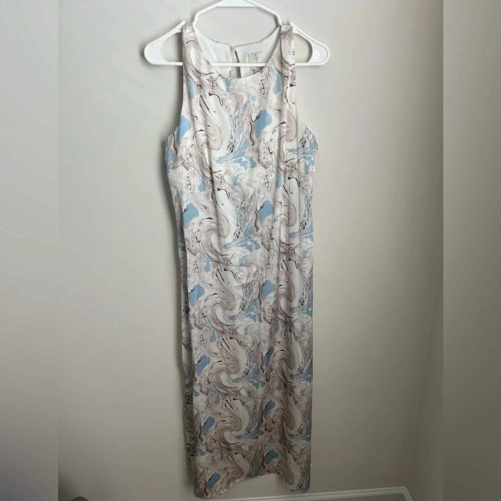 JOIE PAISLEY - Elegant Blue, Brown and Cream Swirl Dress - Women’s Size Medium